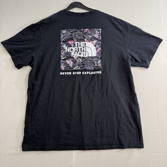 The North Face Shirt XXLarge Men Crew Neck Short Sleeve Casual Outdoor Black Map - Picture 1 of 8